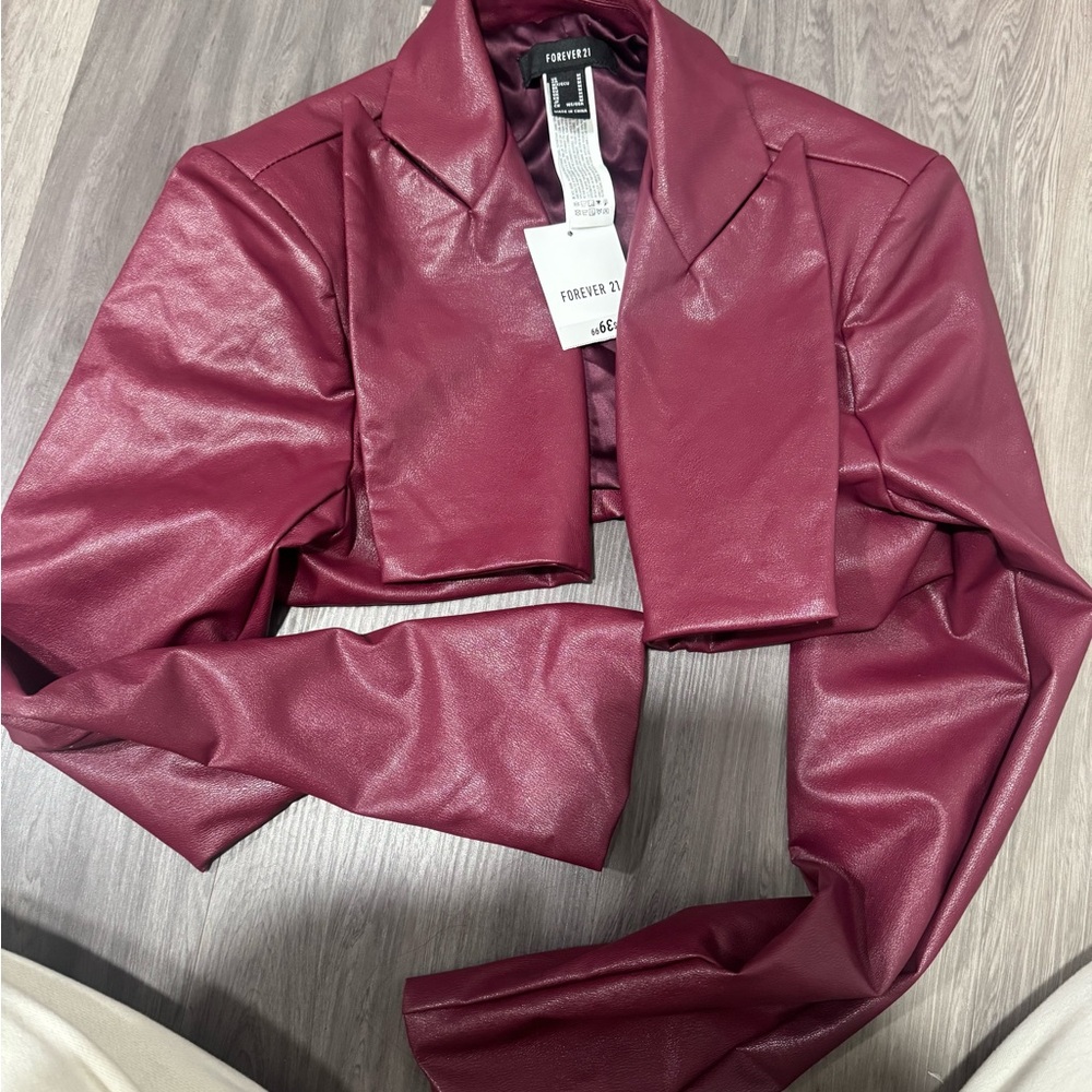 NWT Women's Red Faux Leather Jacket